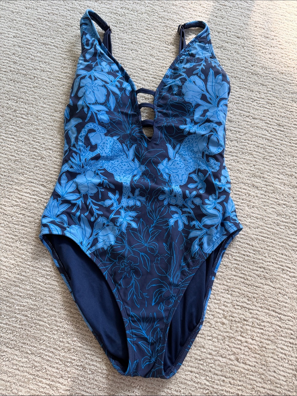 Lilly Pulitzer Navy & Bright Blue Floral One-Piece Swimsuit